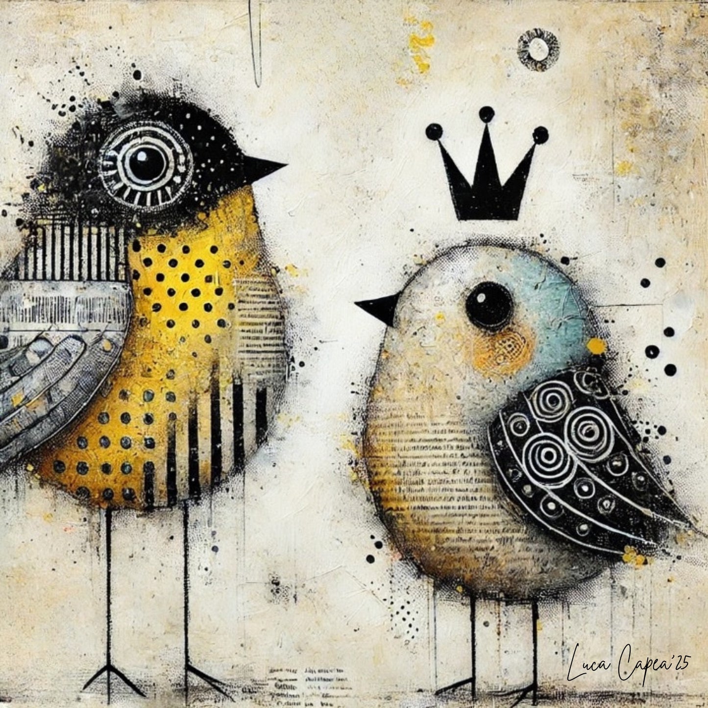 Crowned Harmony – by Luca Capea | Abstract Bird Art | Limited Edition Canvas Print