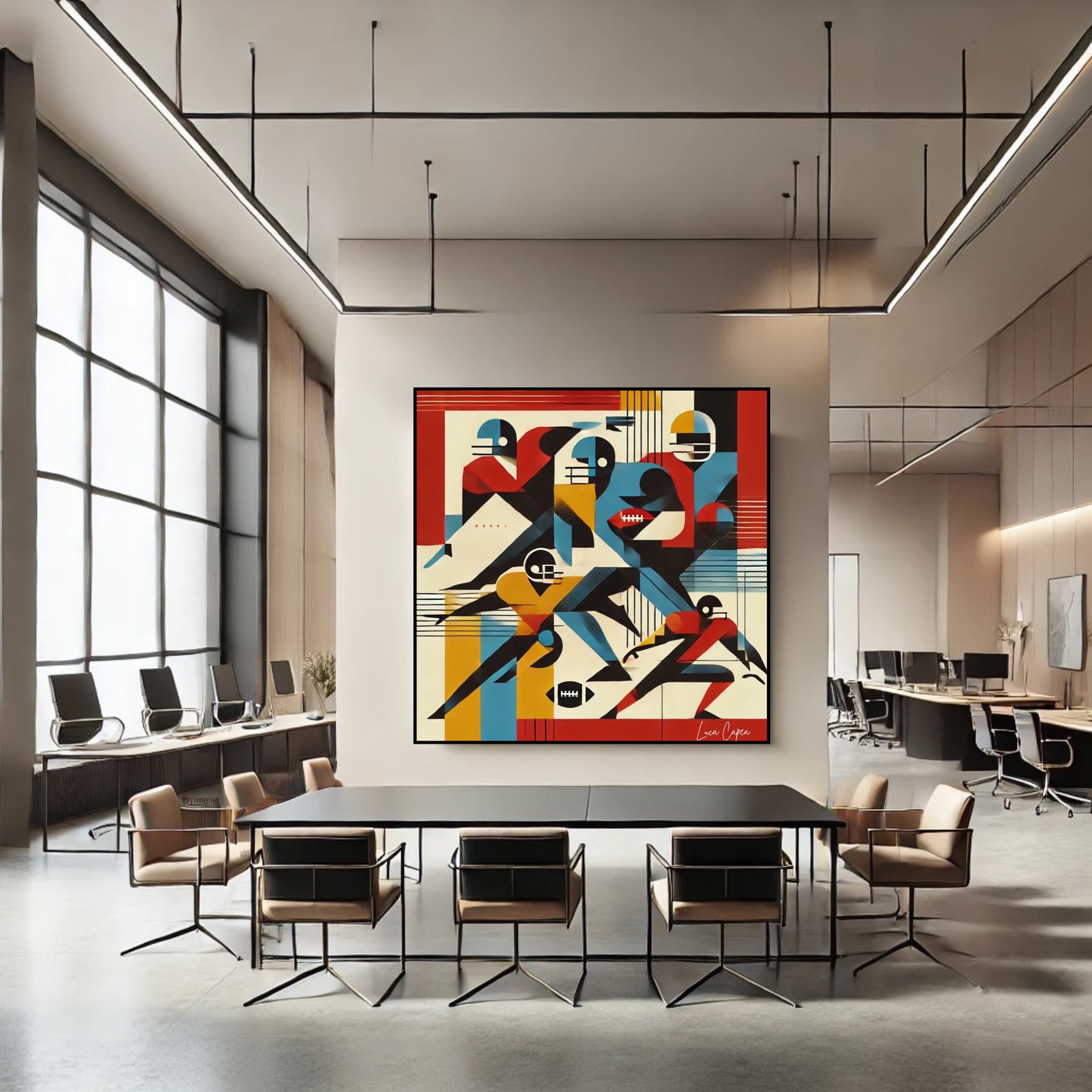 “American Football – by Luca Capea | Bold Mid-Century Modern Sports Art | Limited Edition Canvas Print”