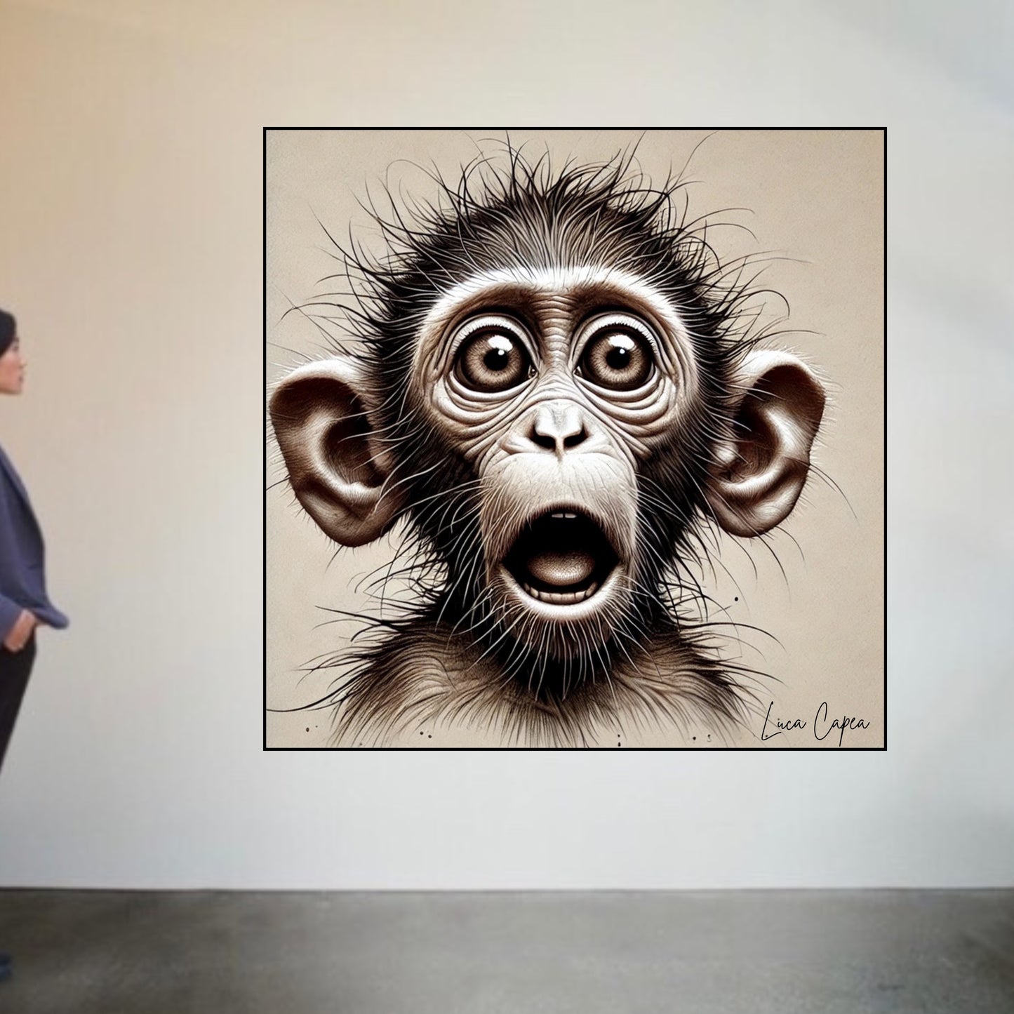 Ape Child – by Luca Capea | Expressive Monkey Portrait | Modern Animal Art Print