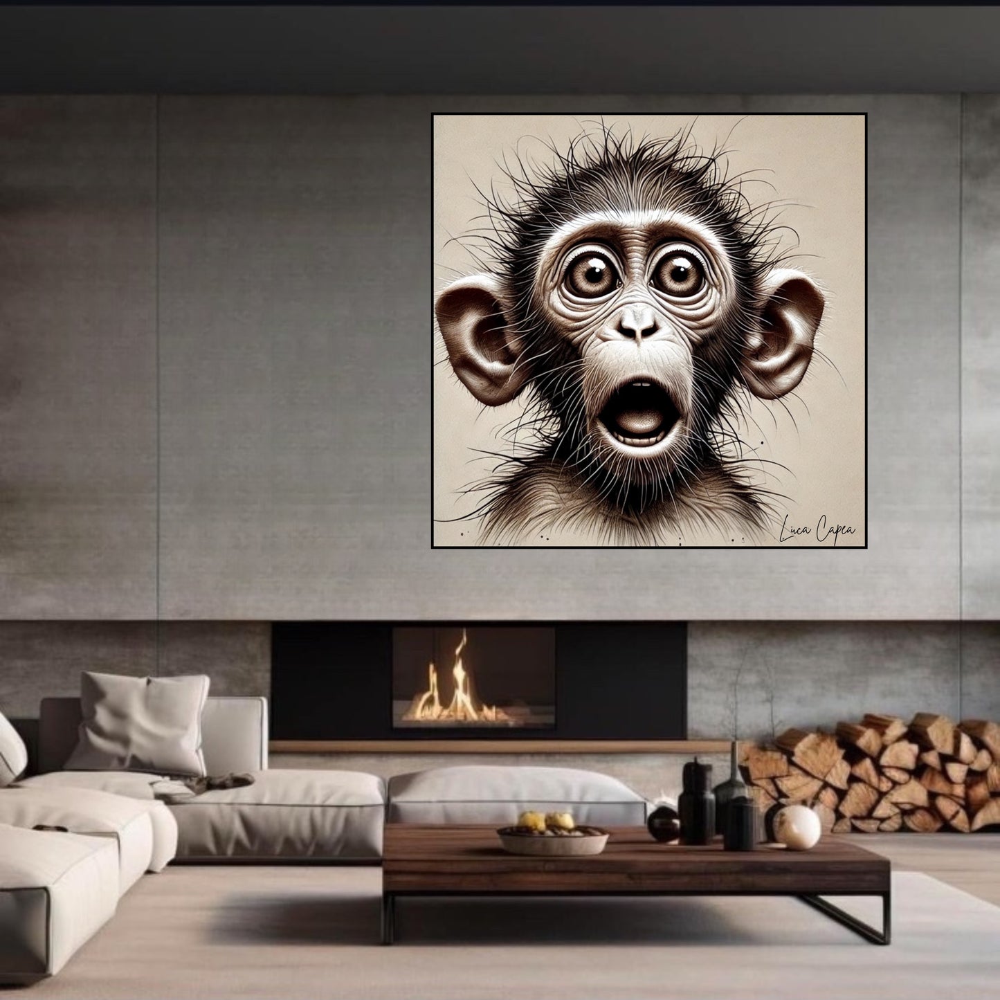 Ape Child – by Luca Capea | Expressive Monkey Portrait | Modern Animal Art Print
