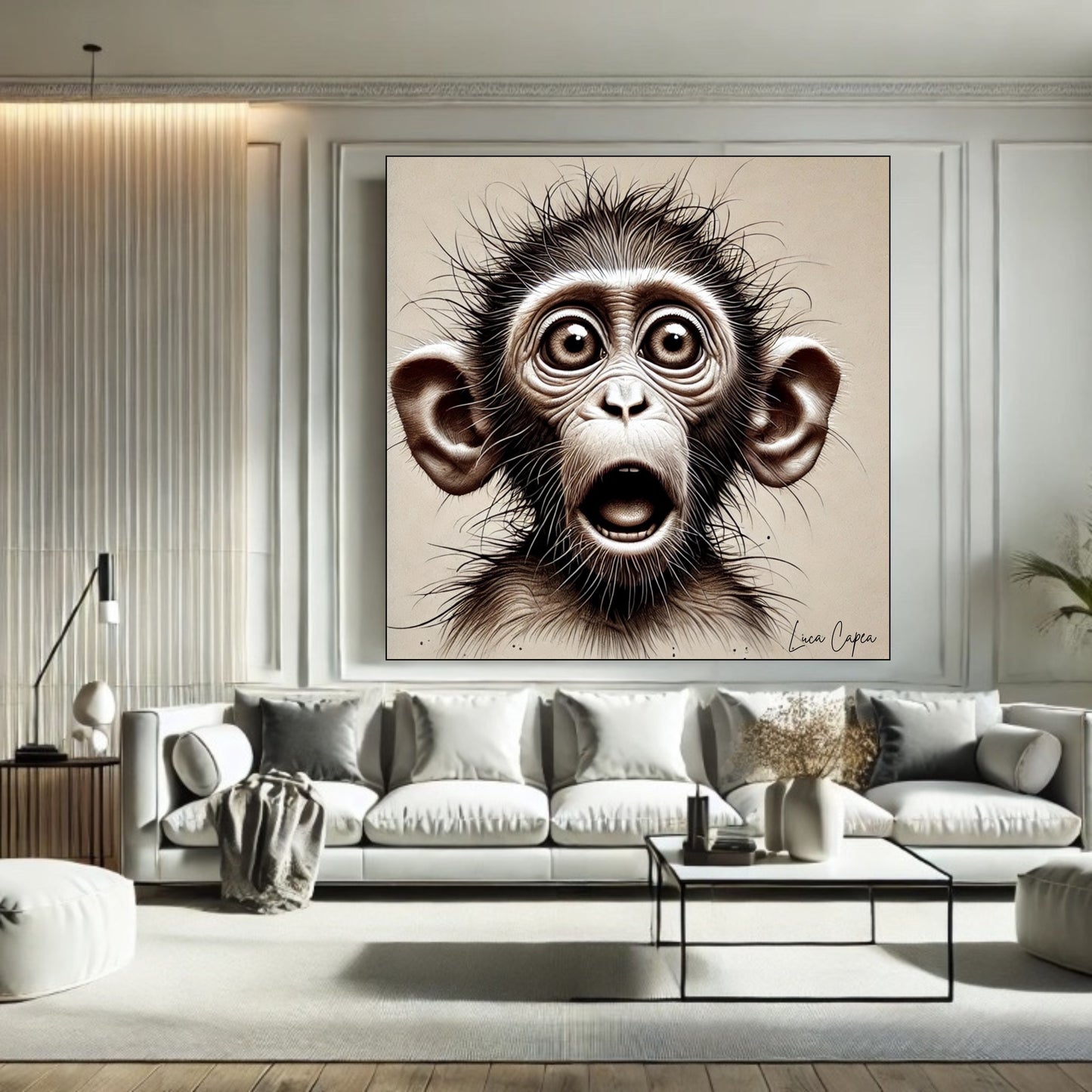 Ape Child – by Luca Capea | Expressive Monkey Portrait | Modern Animal Art Print