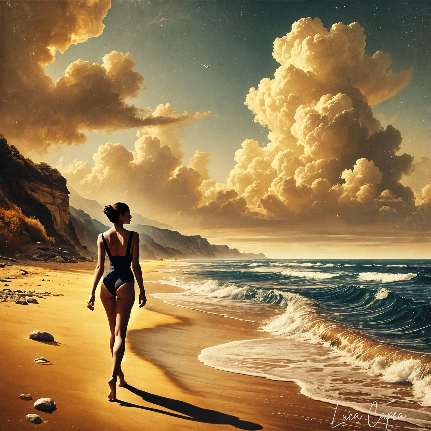 Beach Model – by Luca Capea | Timeless Coastal Beauty | Luxury Beach Art Print