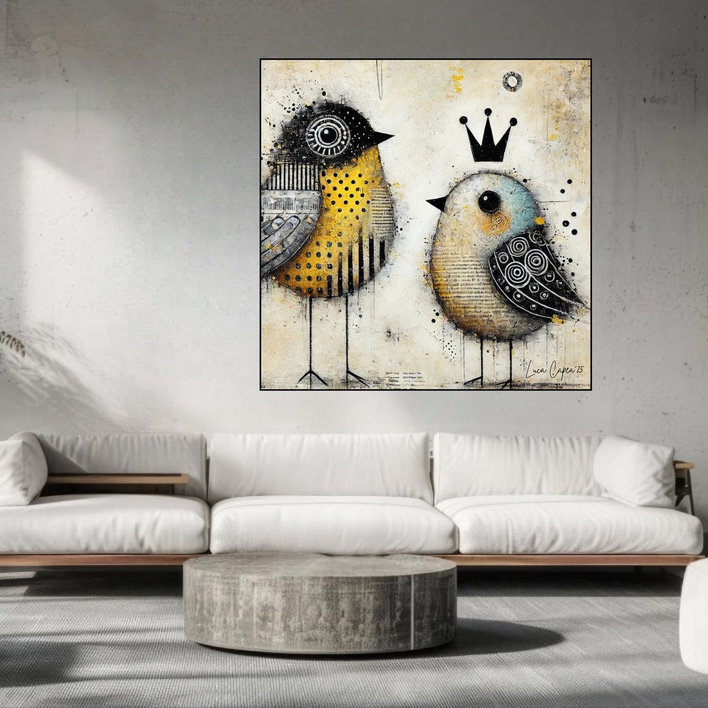 Crowned Harmony – by Luca Capea | Abstract Bird Art | Limited Edition Canvas Print