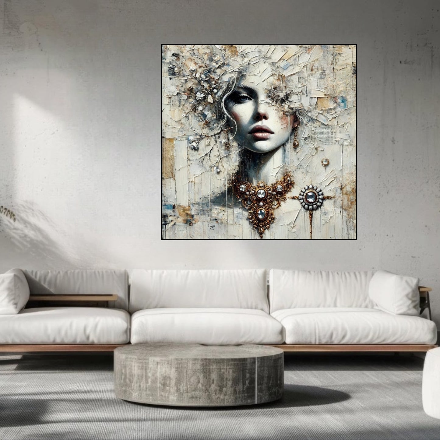 Ethereal Opulence – Luxurious Textured Abstract Female Portrait Art Print by Luca Capea