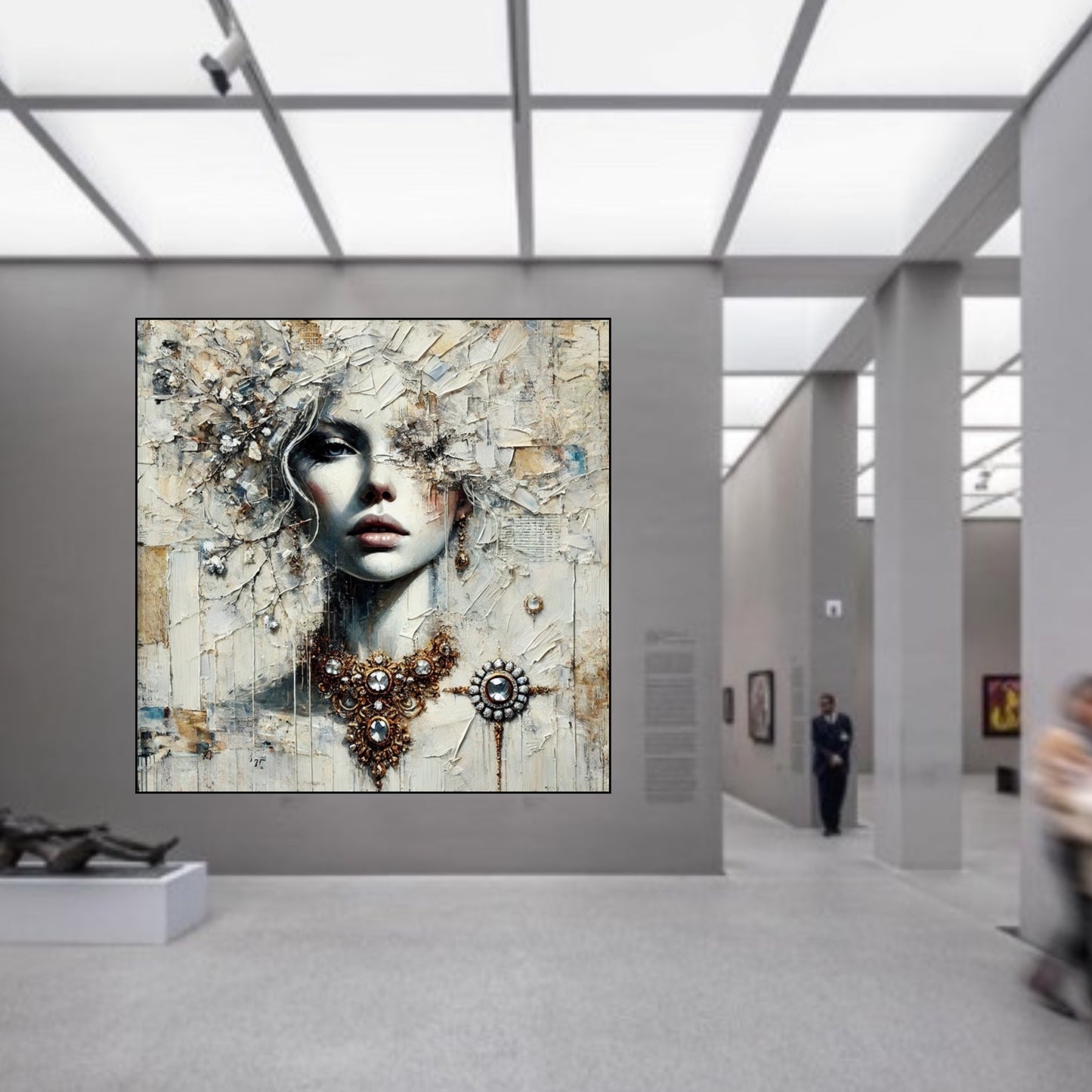 Ethereal Opulence – Luxurious Textured Abstract Female Portrait Art Print by Luca Capea