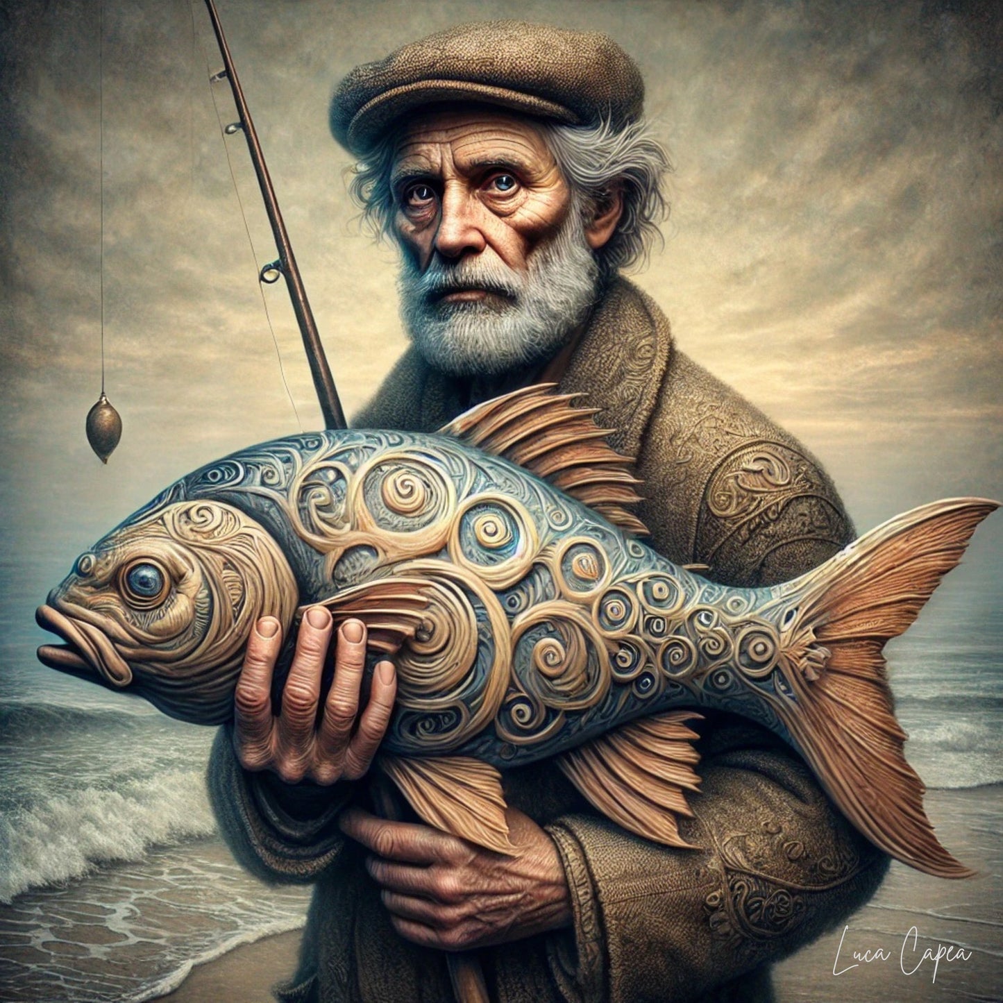 The Fisherman – by Luca Capea | Surreal Maritime Masterpiece | High-End Nautical Wall Art Print