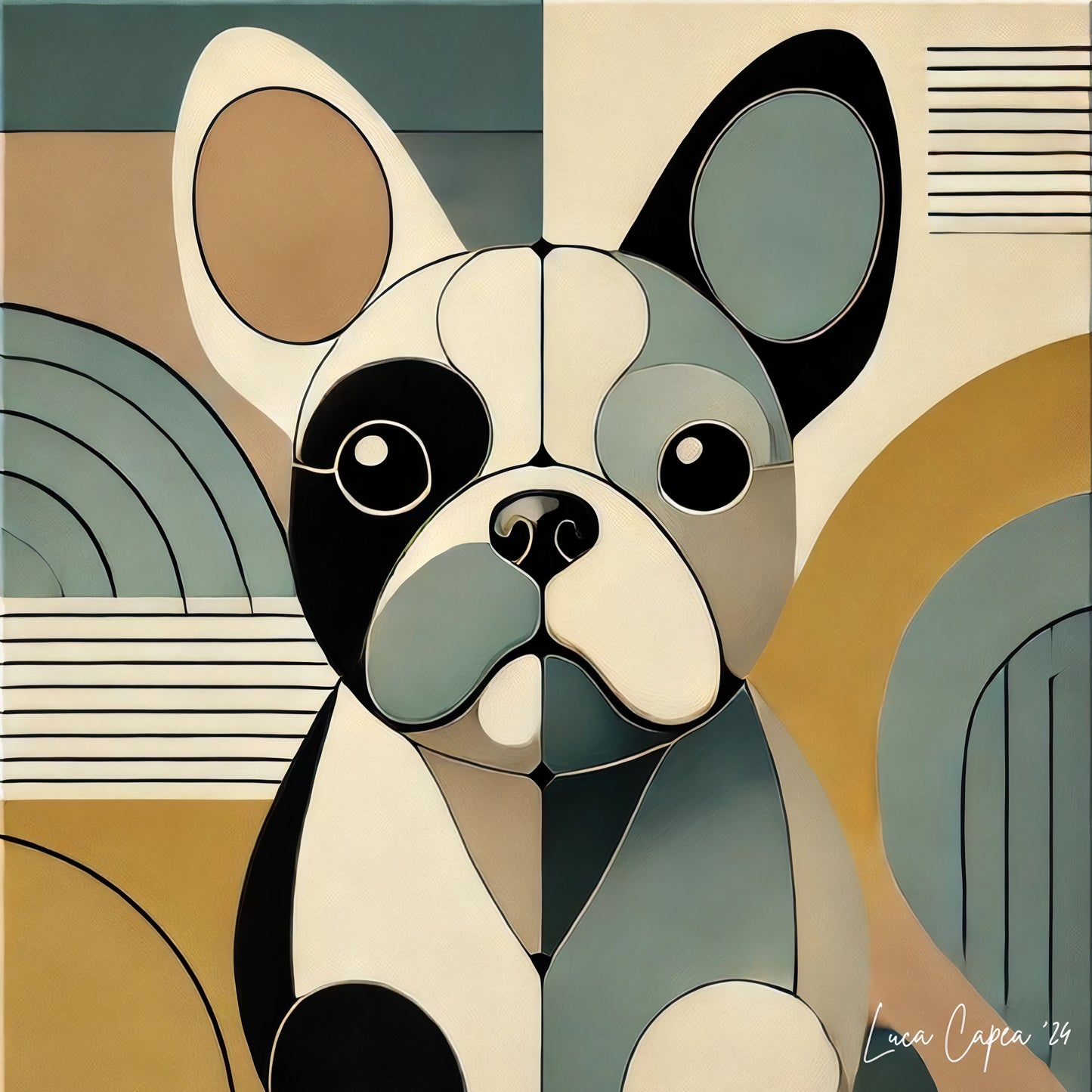 French Bulldog – by Luca Capea | Mid-Century Modern Dog Art | Limited Edition Canvas Print