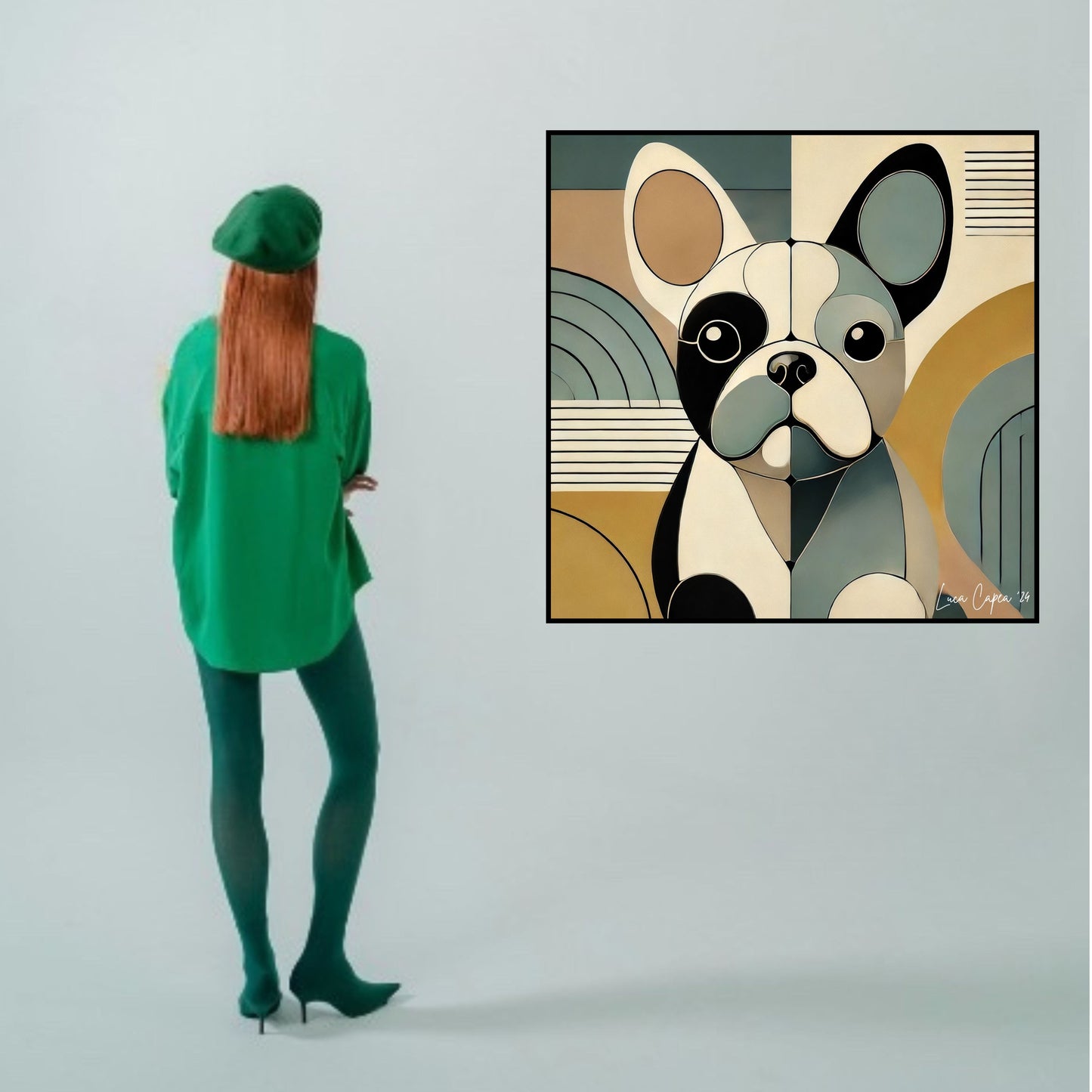 French Bulldog – by Luca Capea | Mid-Century Modern Dog Art | Limited Edition Canvas Print
