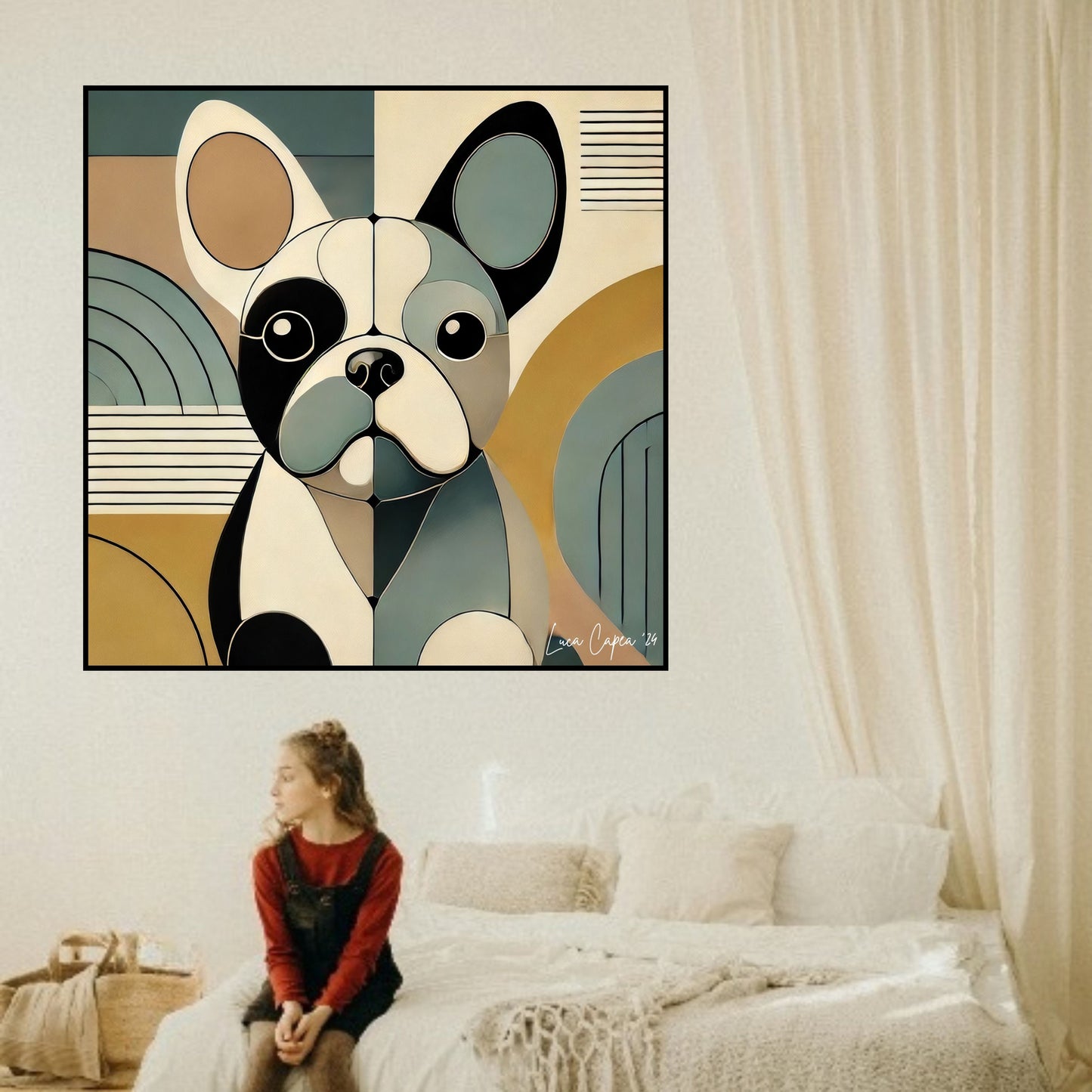 French Bulldog – by Luca Capea | Mid-Century Modern Dog Art | Limited Edition Canvas Print
