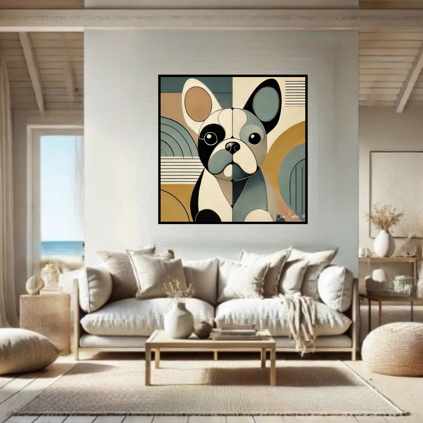 French Bulldog – by Luca Capea | Mid-Century Modern Dog Art | Limited Edition Canvas Print