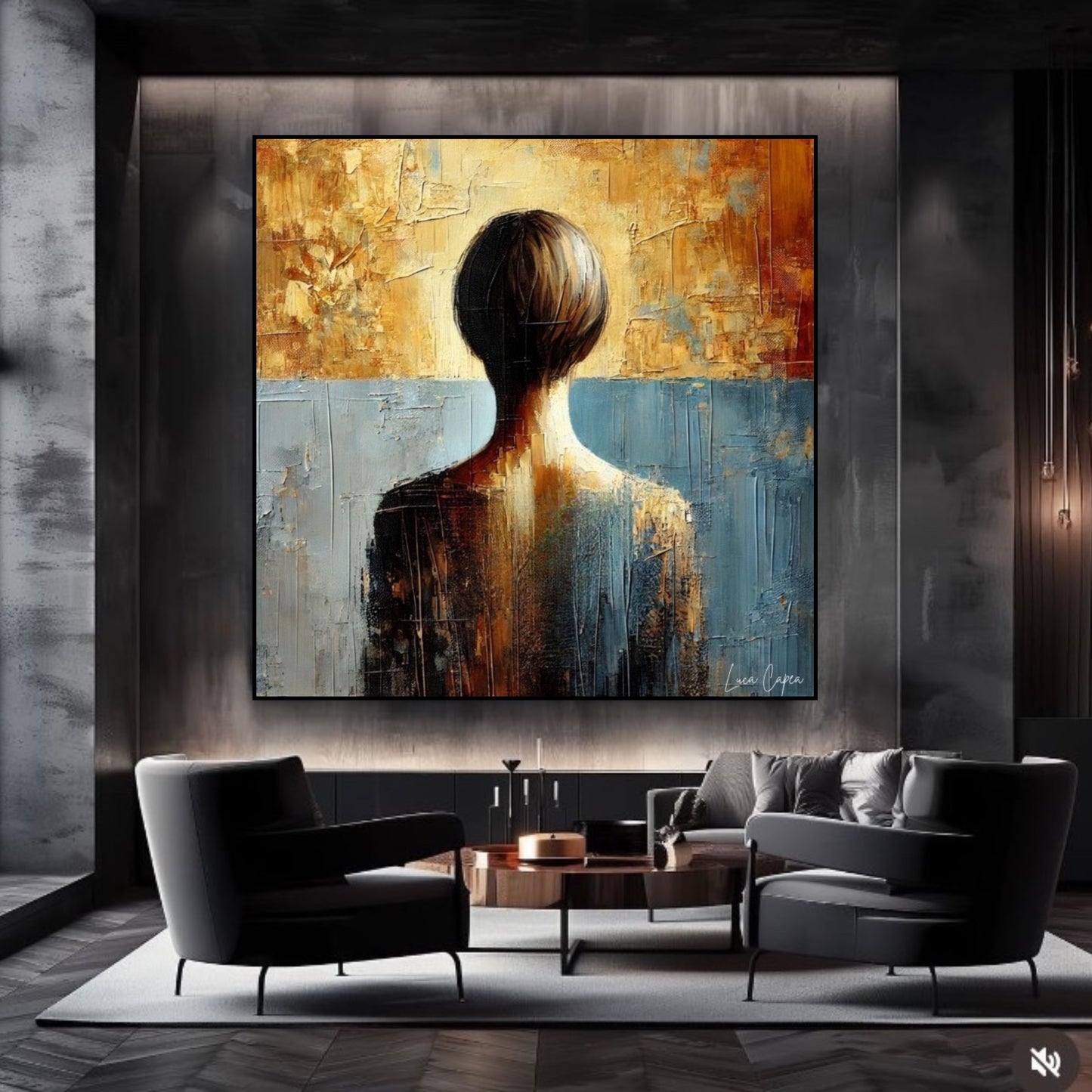 Golden Future – by Luca Capea | Modern Textured Abstract Art | Elegant Minimalist Canvas Print"