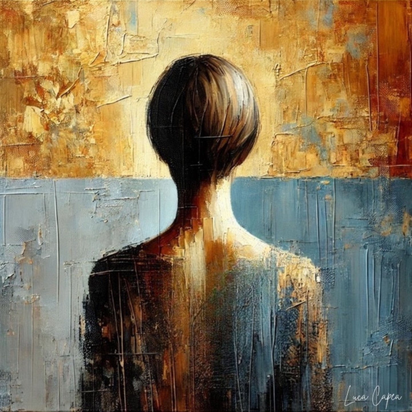 Golden Future – by Luca Capea | Modern Textured Abstract Art | Elegant Minimalist Canvas Print"