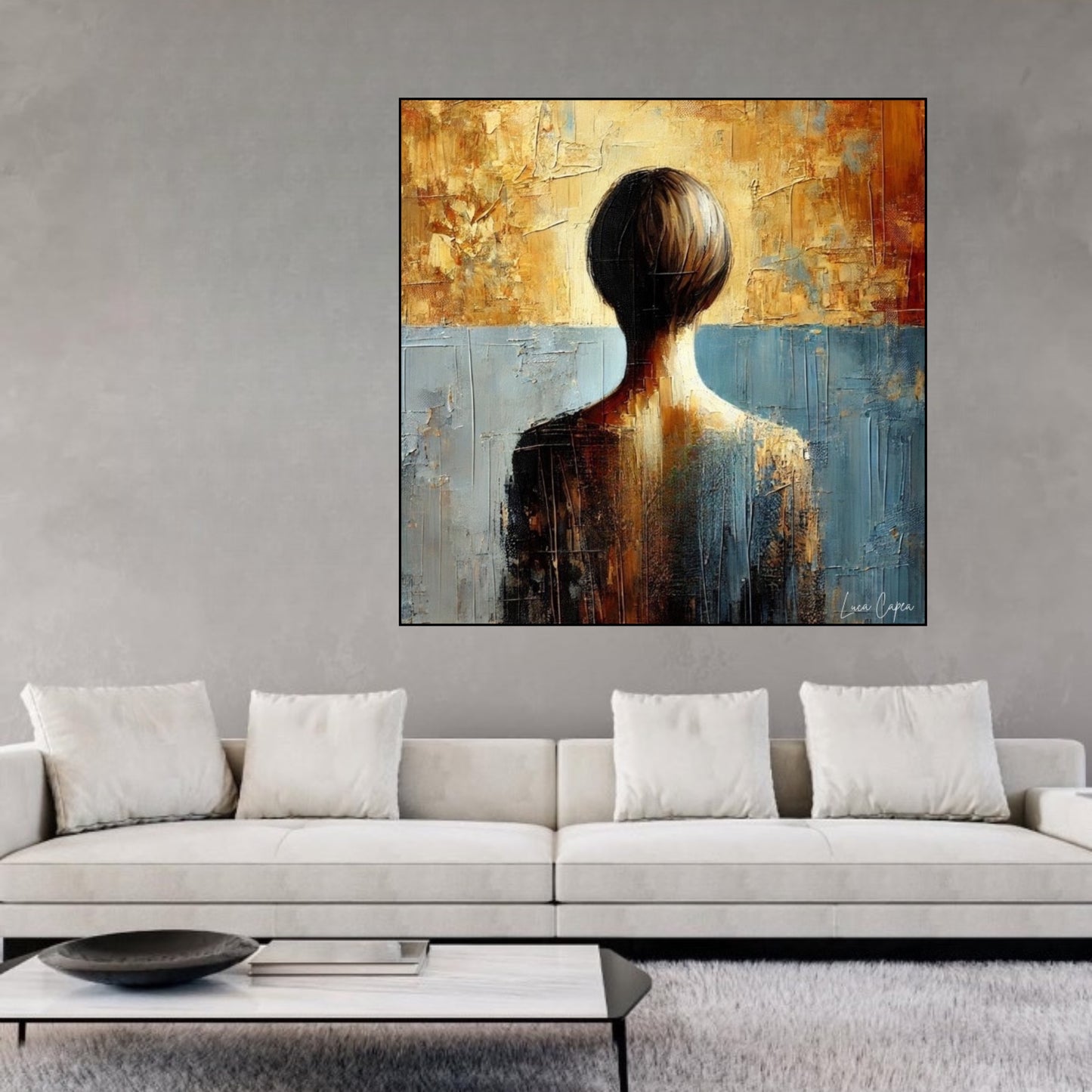 Golden Future – by Luca Capea | Modern Textured Abstract Art | Elegant Minimalist Canvas Print"