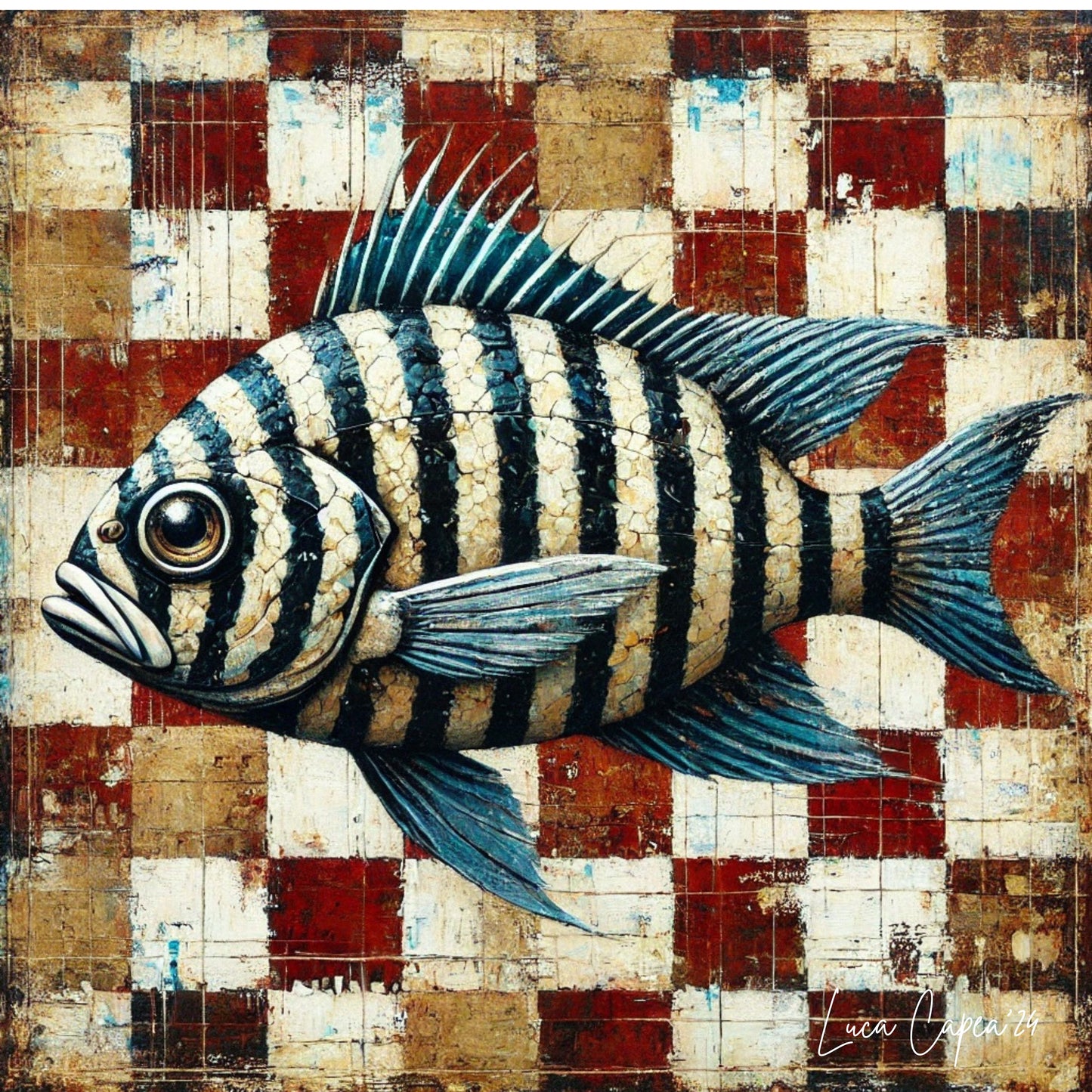 Striped Majesty – by Luca Capea | Textured Nautical Art | Limited Edition Canvas Print