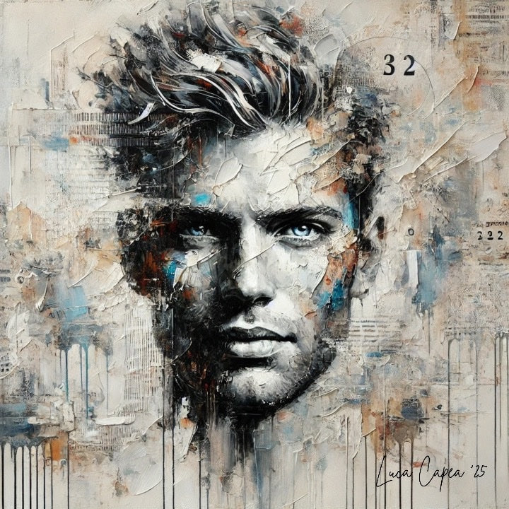 Urban Soul – Textured Abstract Male Portrait Art Print | Contemporary Modern Wall Art by Luca Capea