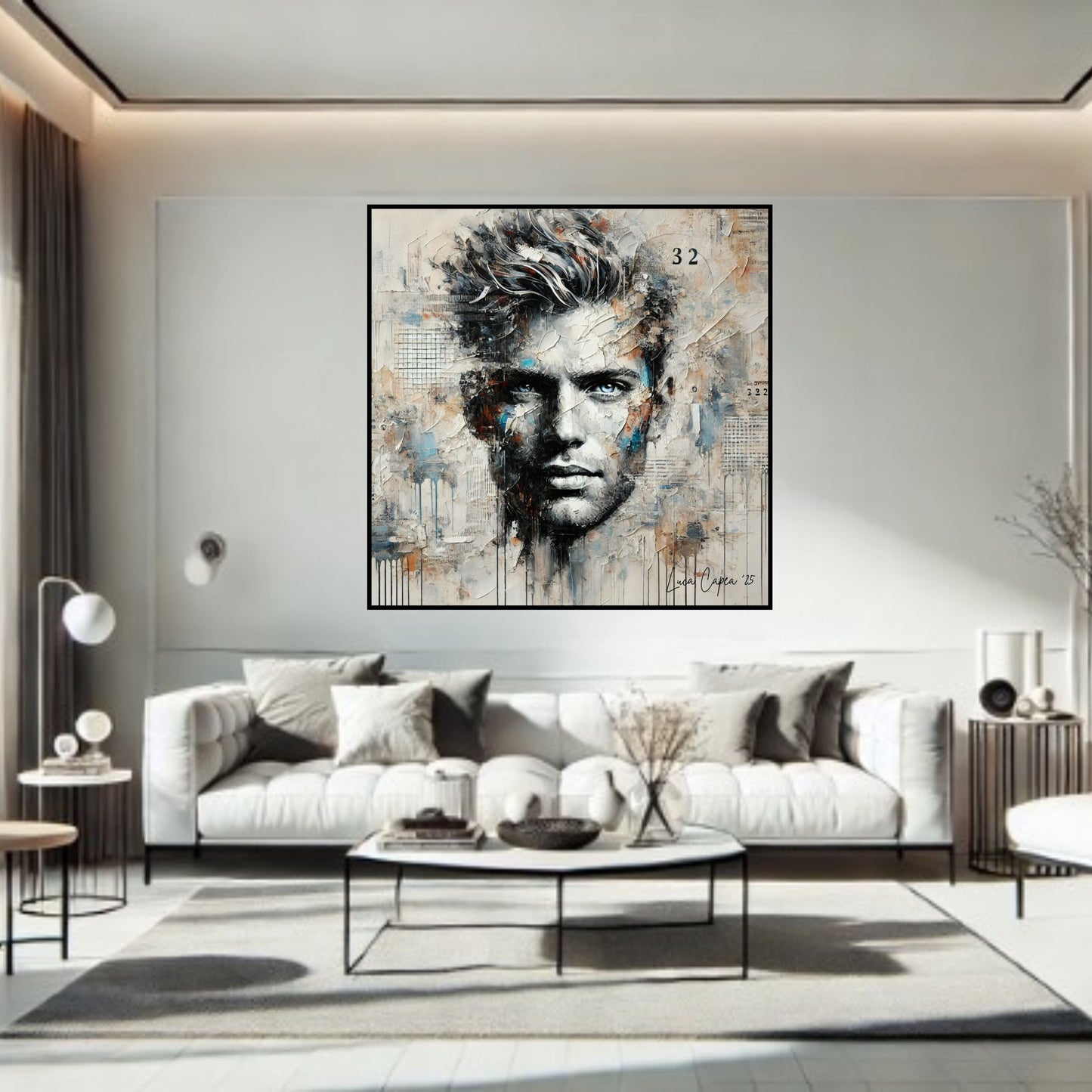 Urban Soul – Textured Abstract Male Portrait Art Print | Contemporary Modern Wall Art by Luca Capea