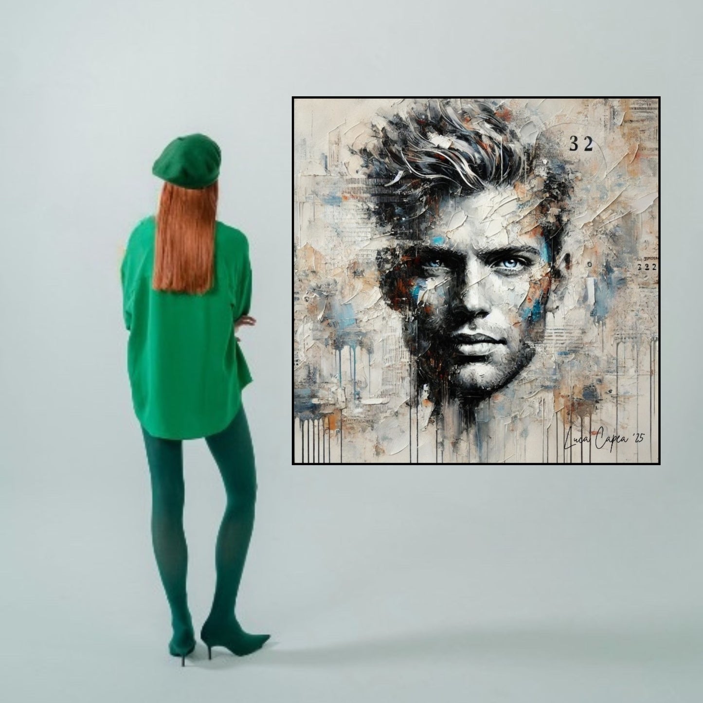 Urban Soul – Textured Abstract Male Portrait Art Print | Contemporary Modern Wall Art by Luca Capea