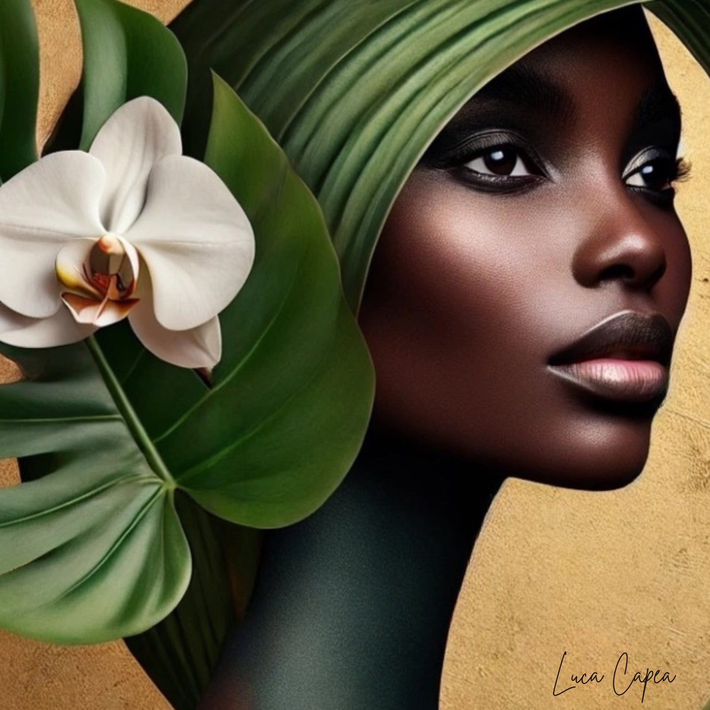 Natural Beauty – Luca Capea | Elegant Afrocentric Portrait Art | Luxury Black Woman Wall Art