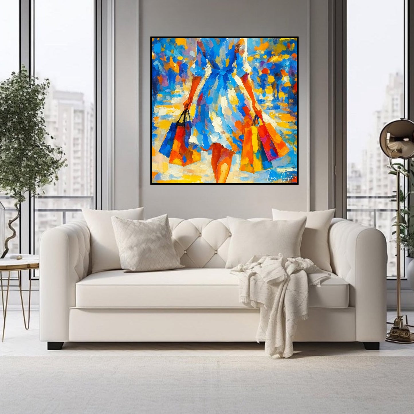 Shopping in Style – by Luca Capea | Vibrant Modern Impressionist Canvas Art | Luxury Urban Lifestyle Painting