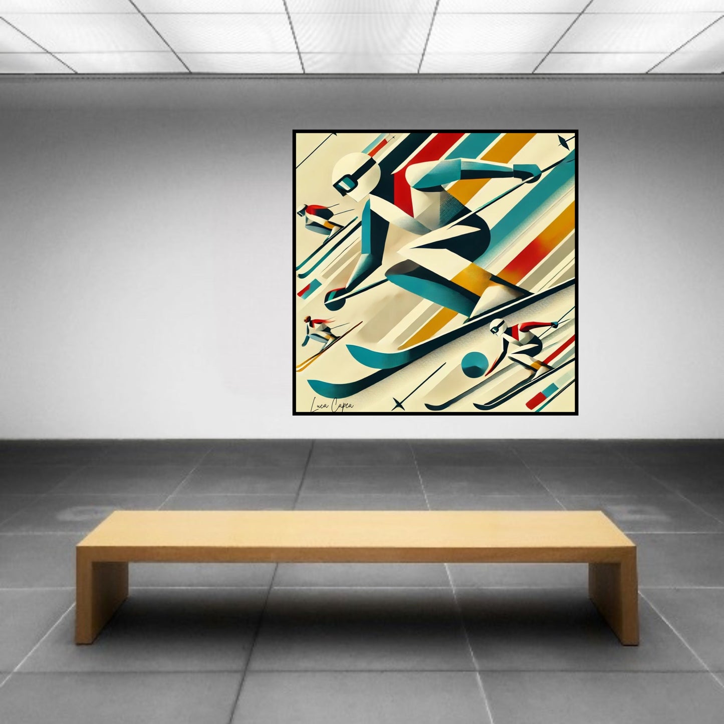 "Skiing – by Luca Capea | Mid-Century Modern Sports Art | Limited Edition Canvas Print"