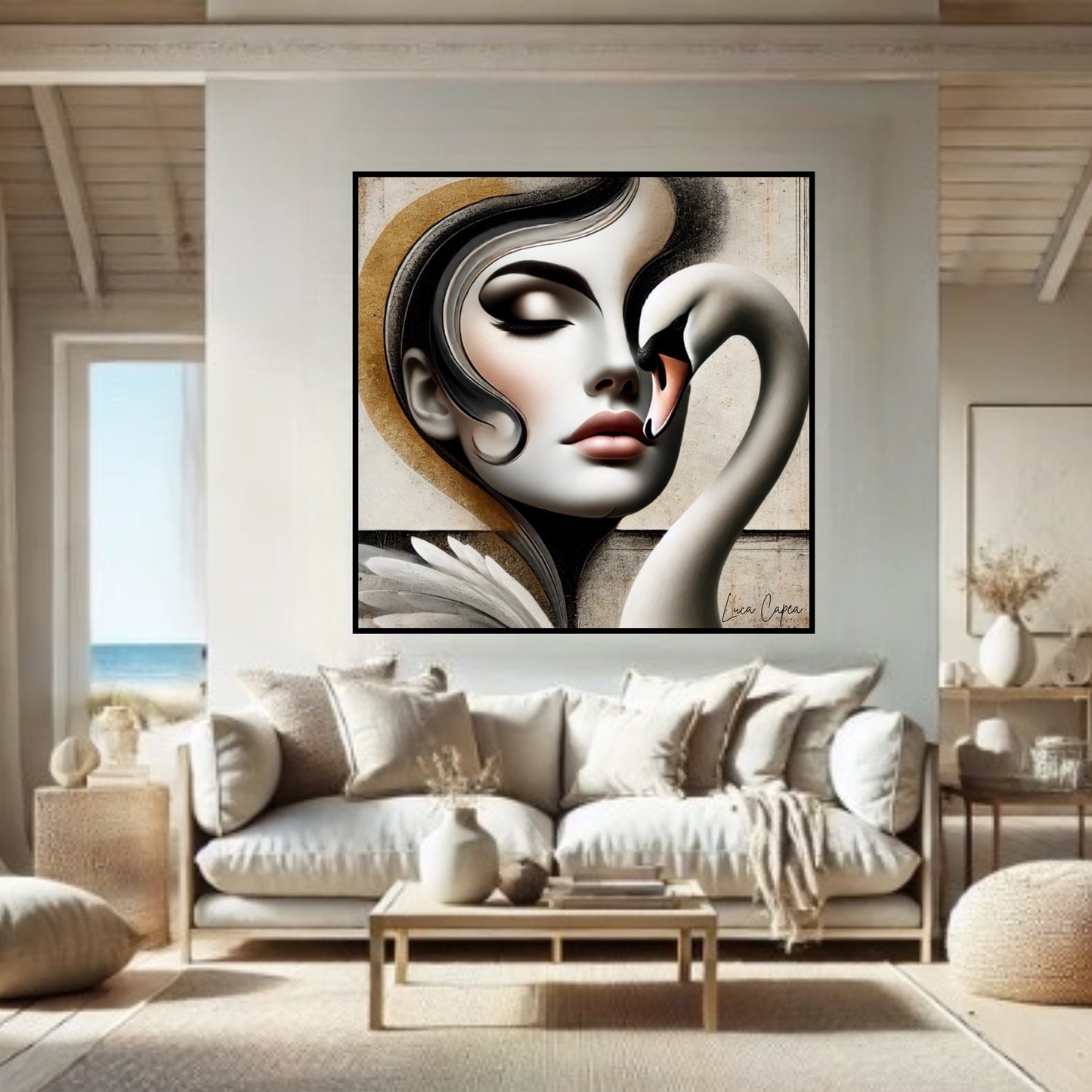 Swan d'Amour – by Luca Capea | Elegant Surrealist Portrait | Luxury Fine Art Print