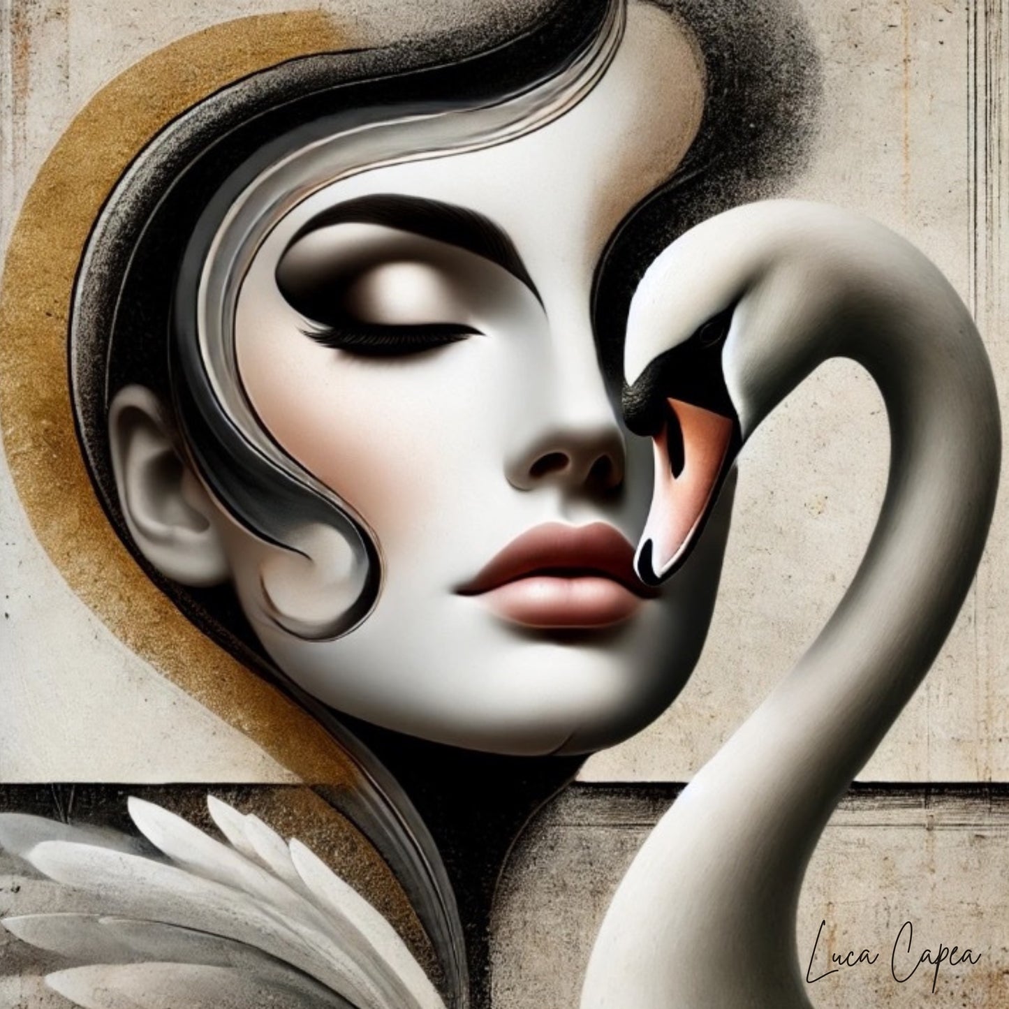 Swan d'Amour – by Luca Capea | Elegant Surrealist Portrait | Luxury Fine Art Print