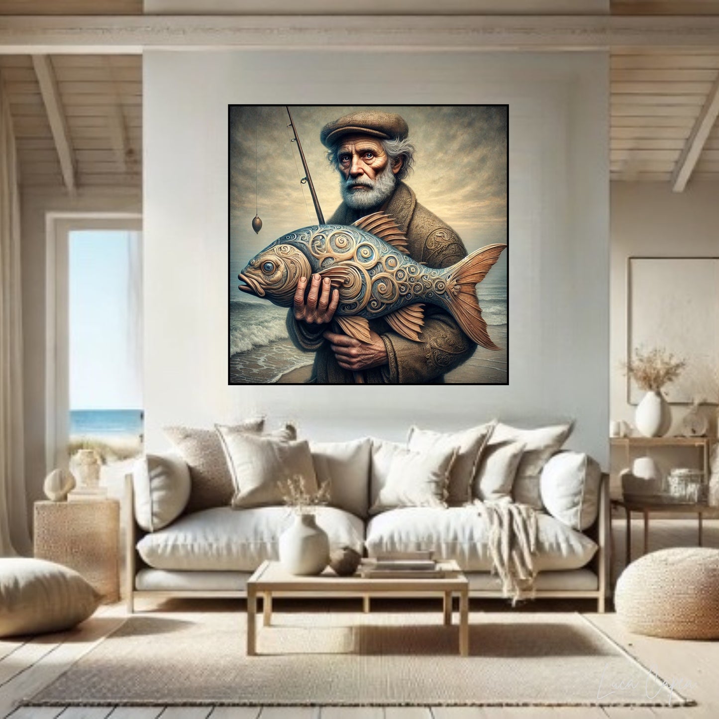 The Fisherman – by Luca Capea | Surreal Maritime Masterpiece | High-End Nautical Wall Art Print