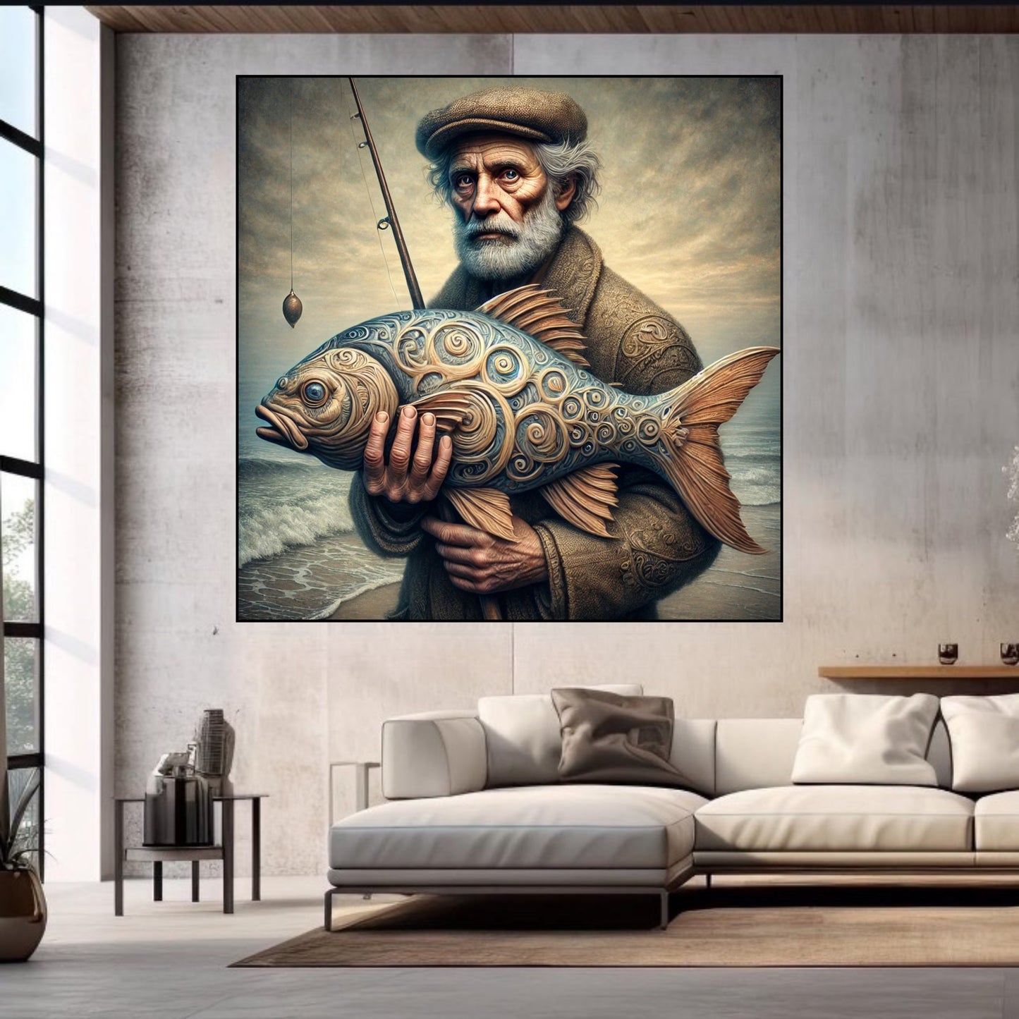 The Fisherman – by Luca Capea | Surreal Maritime Masterpiece | High-End Nautical Wall Art Print