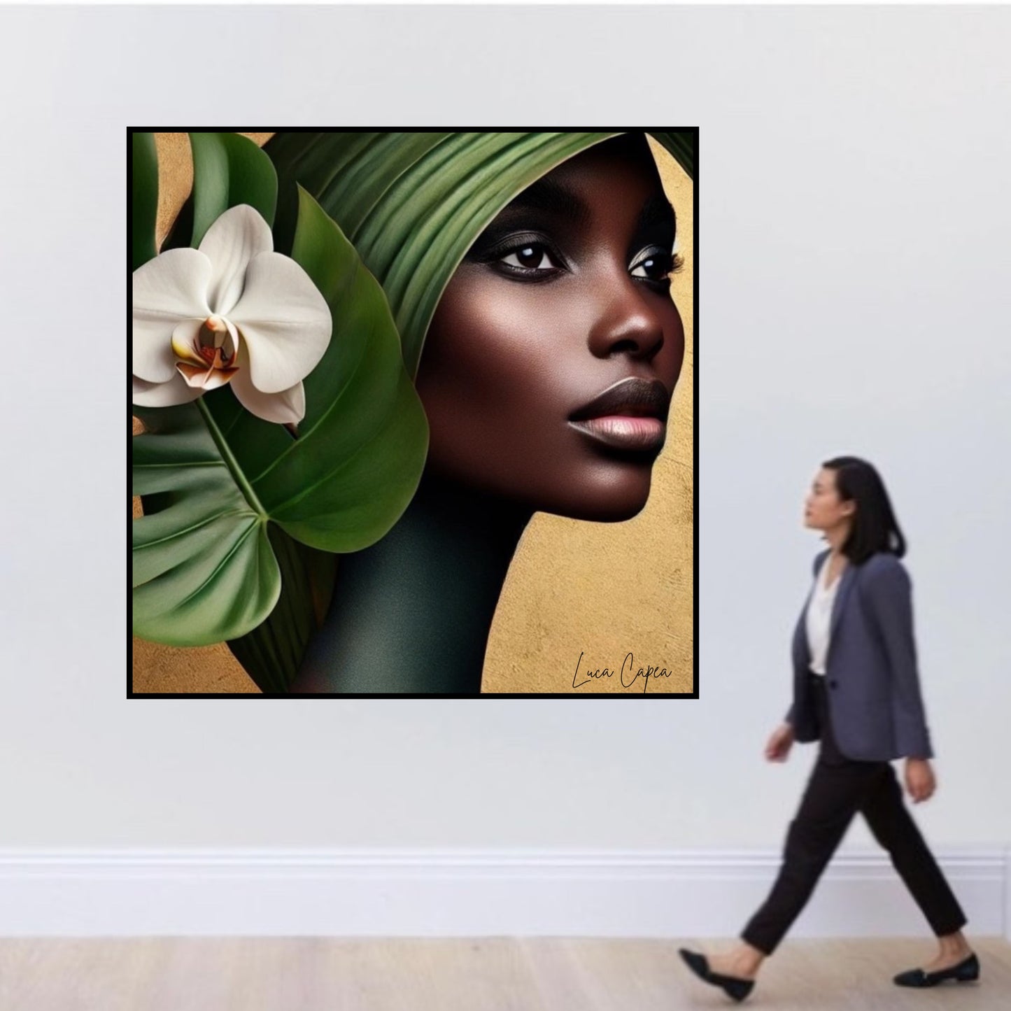Natural Beauty – Luca Capea | Elegant Afrocentric Portrait Art | Luxury Black Woman Wall Art