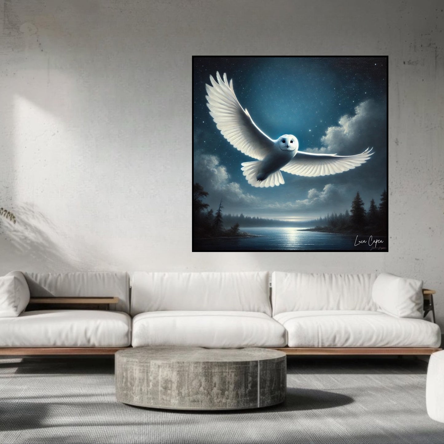 The Snowy Owl – by Luca Capea | Majestic Nocturnal Elegance in Romantic Realism | Limited Edition Wildlife Art Print