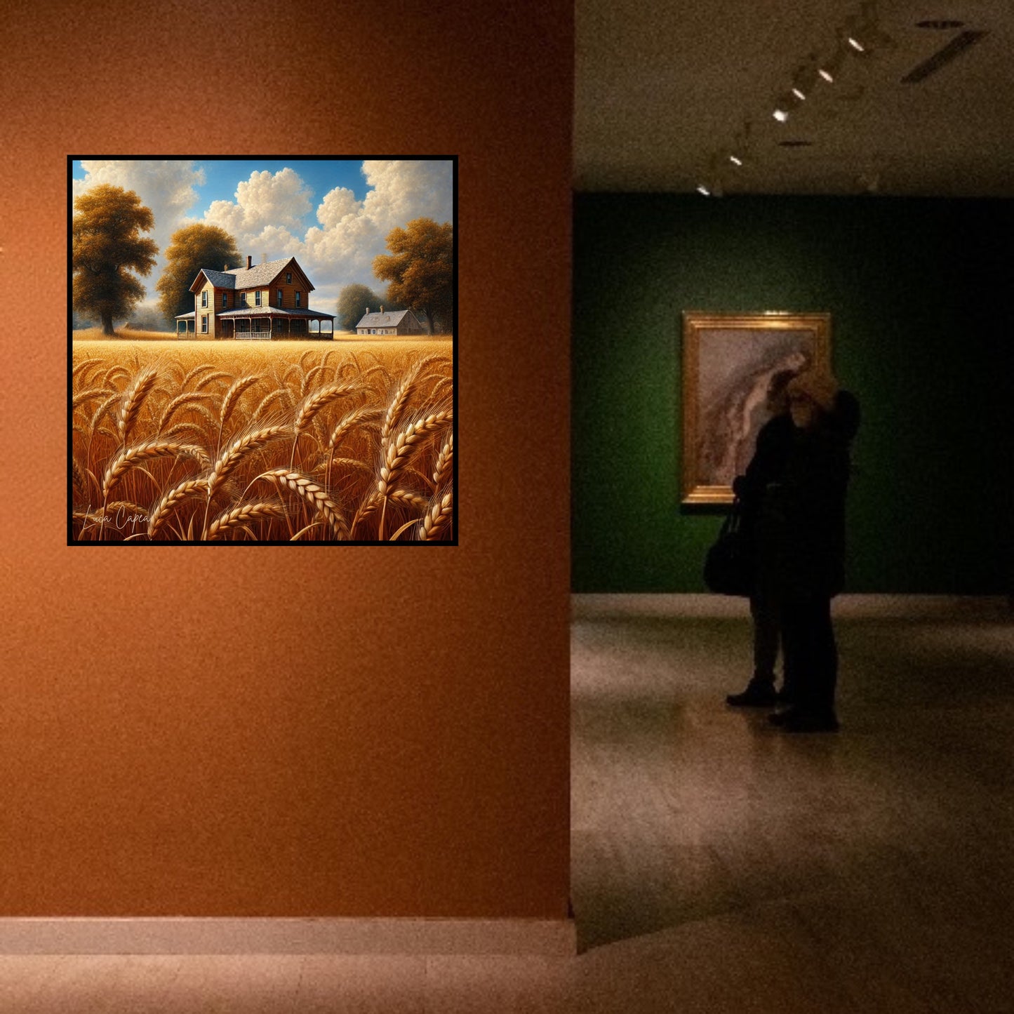 The Old Farm – by Luca Capea | Rustic American Farmhouse Art Print | Golden Wheat Fields Fine Canvas