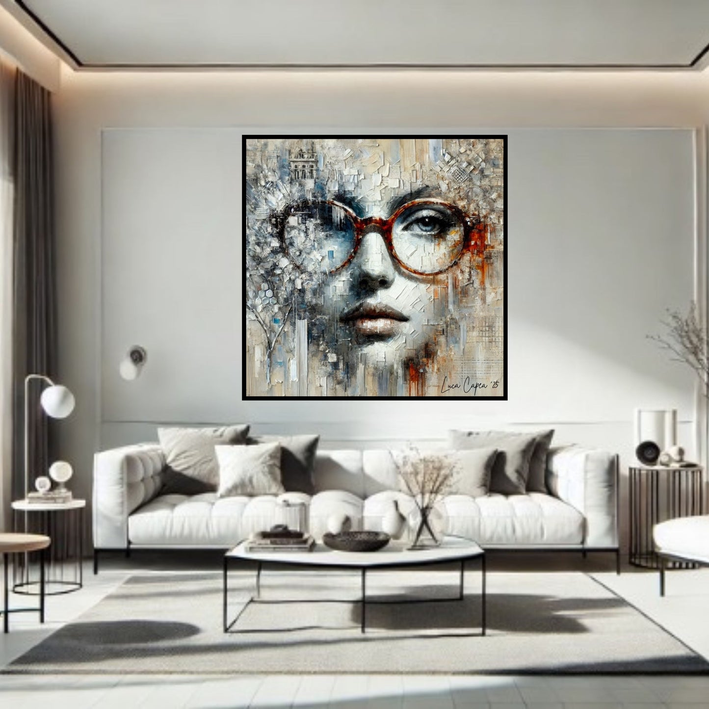 Intellectual Muse – Textured Abstract Female Portrait Art Print by Luca Capea