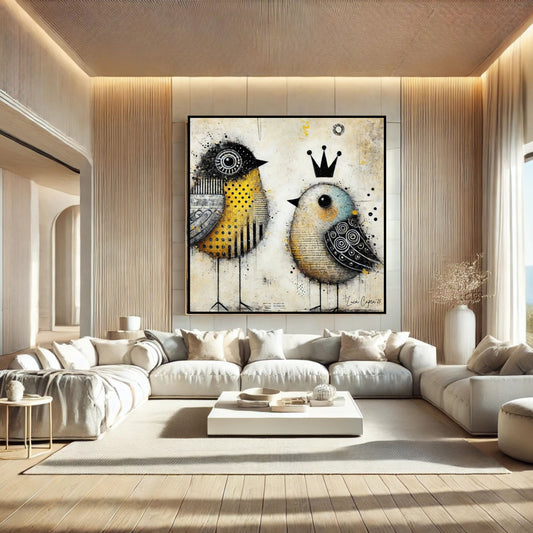 Crowned Harmony – by Luca Capea | Abstract Bird Art | Limited Edition Canvas Print