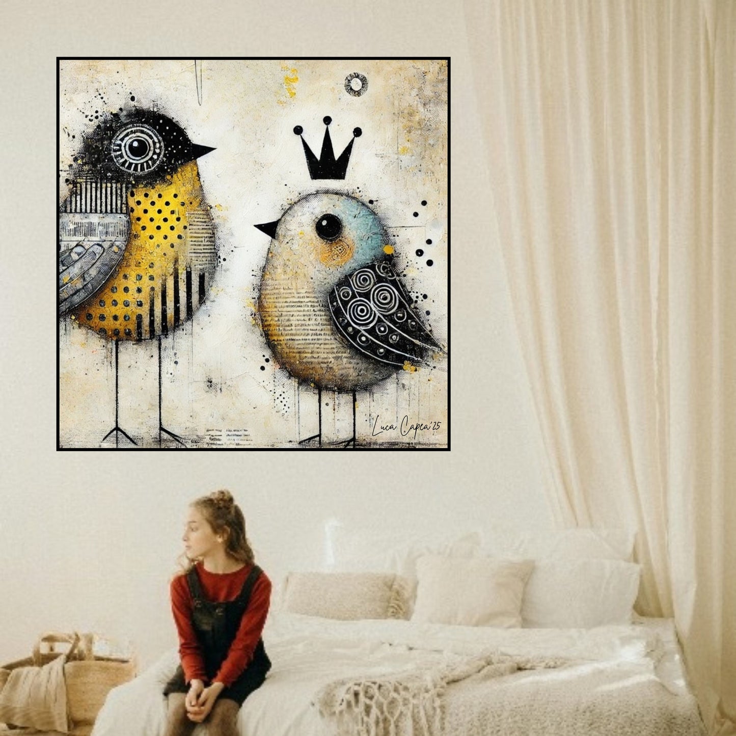 Crowned Harmony – by Luca Capea | Abstract Bird Art | Limited Edition Canvas Print