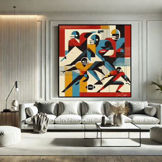 “American Football – by Luca Capea | Bold Mid-Century Modern Sports Art | Limited Edition Canvas Print”