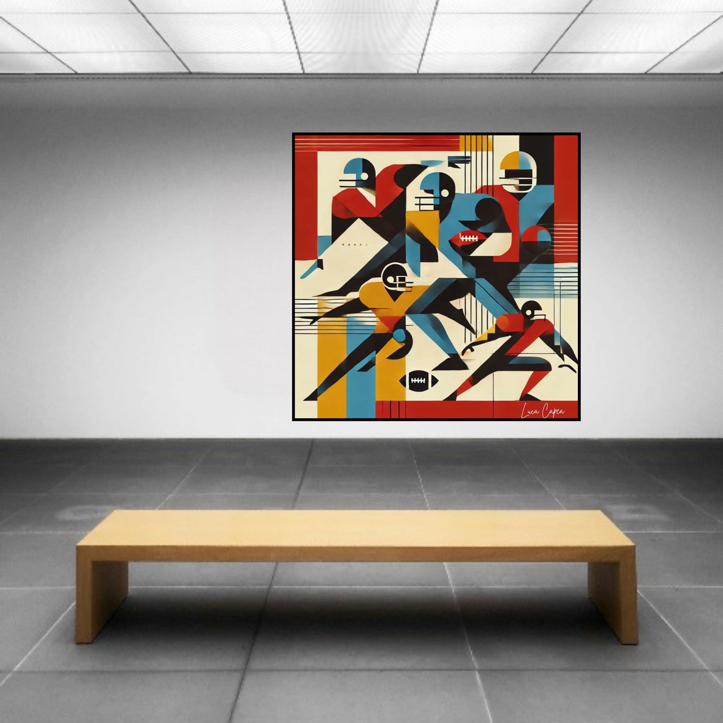 “American Football – by Luca Capea | Bold Mid-Century Modern Sports Art | Limited Edition Canvas Print”