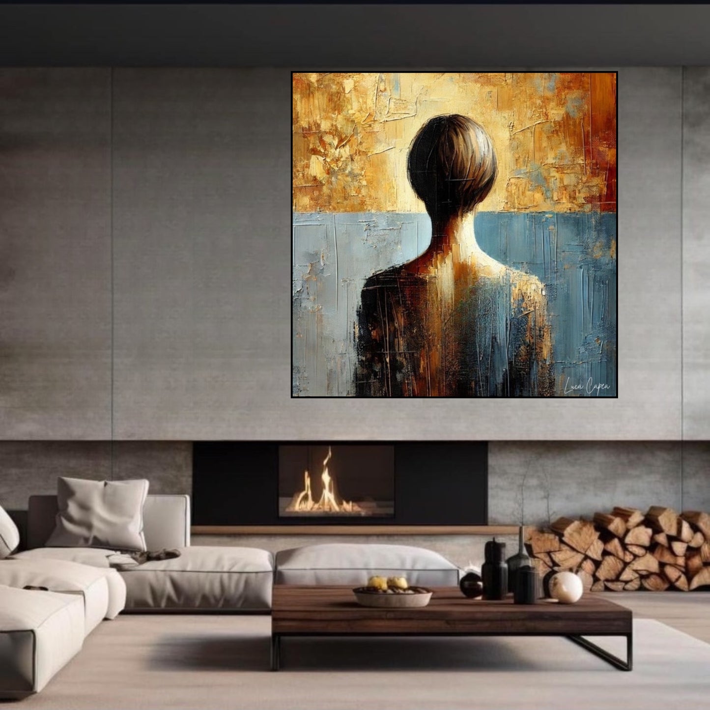 Golden Future – by Luca Capea | Modern Textured Abstract Art | Elegant Minimalist Canvas Print"