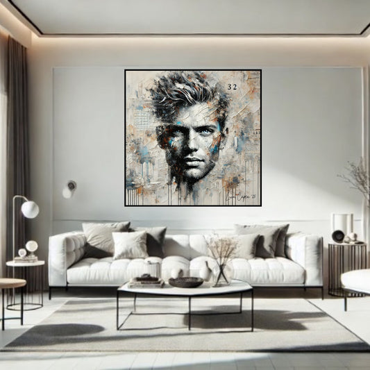 Urban Soul – Textured Abstract Male Portrait Art Print | Contemporary Modern Wall Art by Luca Capea