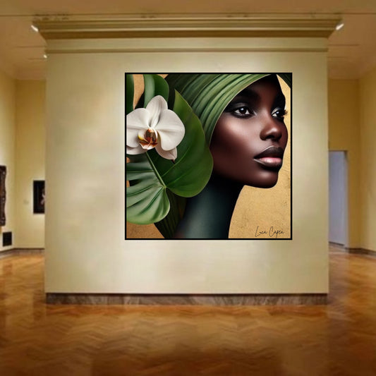 Natural Beauty – Luca Capea | Elegant Afrocentric Portrait Art | Luxury Black Woman Wall Art