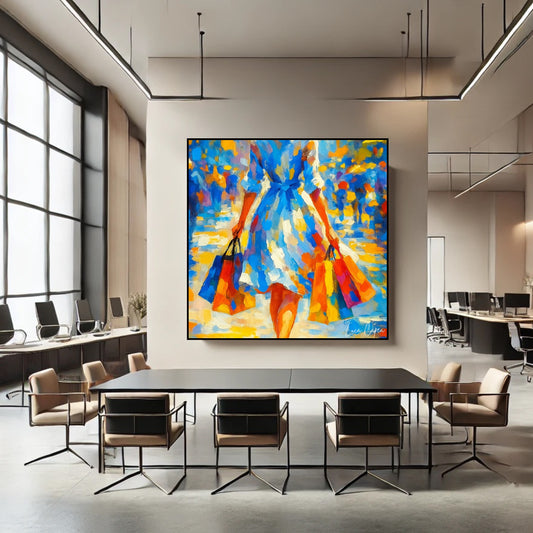 Shopping in Style – by Luca Capea | Vibrant Modern Impressionist Canvas Art | Luxury Urban Lifestyle Painting