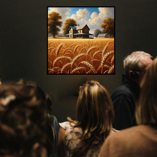 The Old Farm – by Luca Capea | Rustic American Farmhouse Art Print | Golden Wheat Fields Fine Canvas
